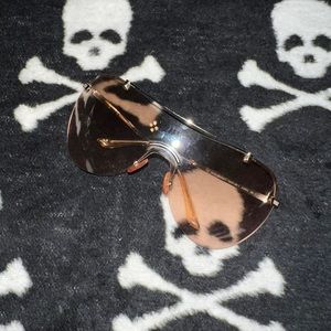 Dior rimless 2000s oversized shield pink nude sunglasses